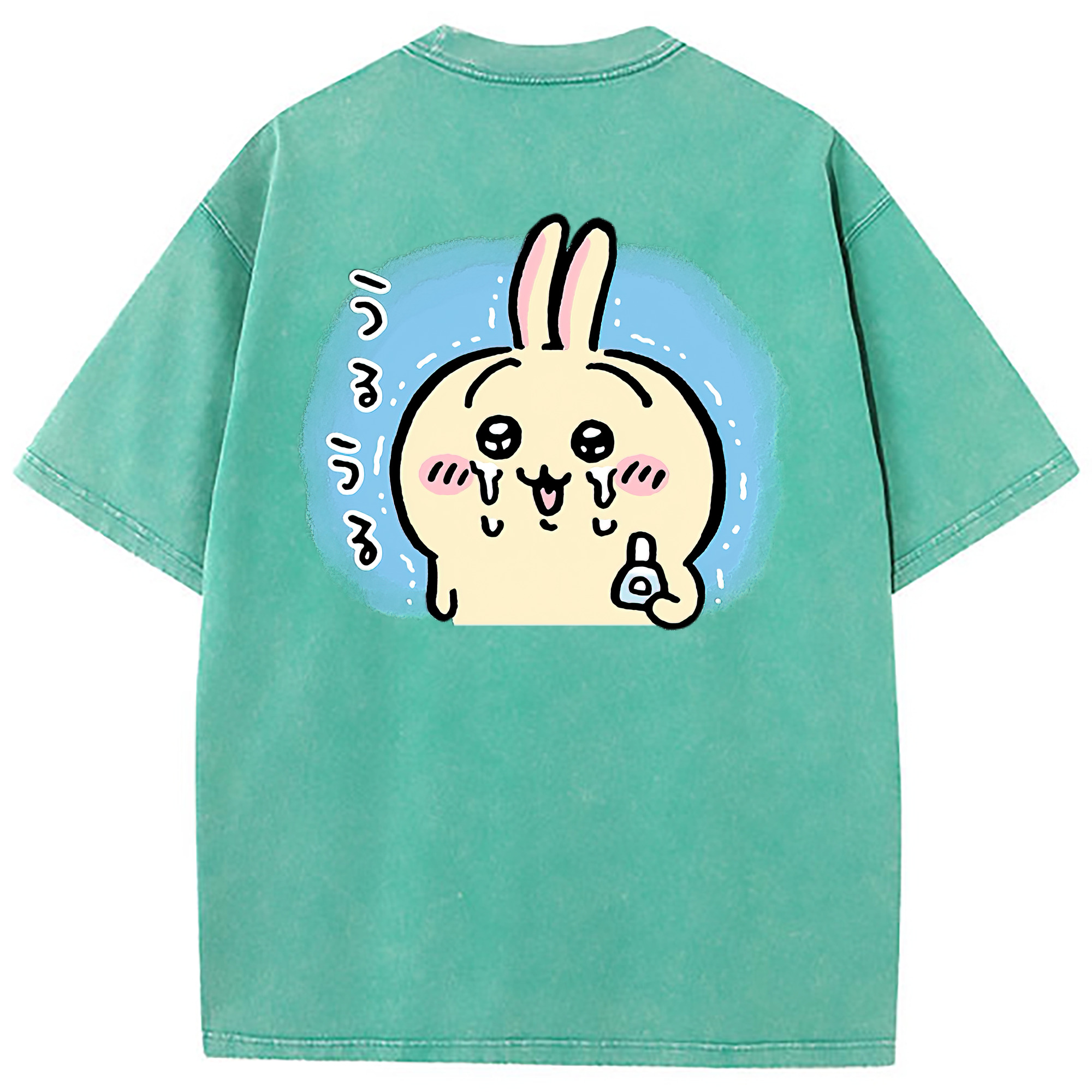 （画像用） ちいかわ うさぎ Chii-kawa usagi 綿100% ヴィンテージ風 半袖Tシャツ（背面プリント）